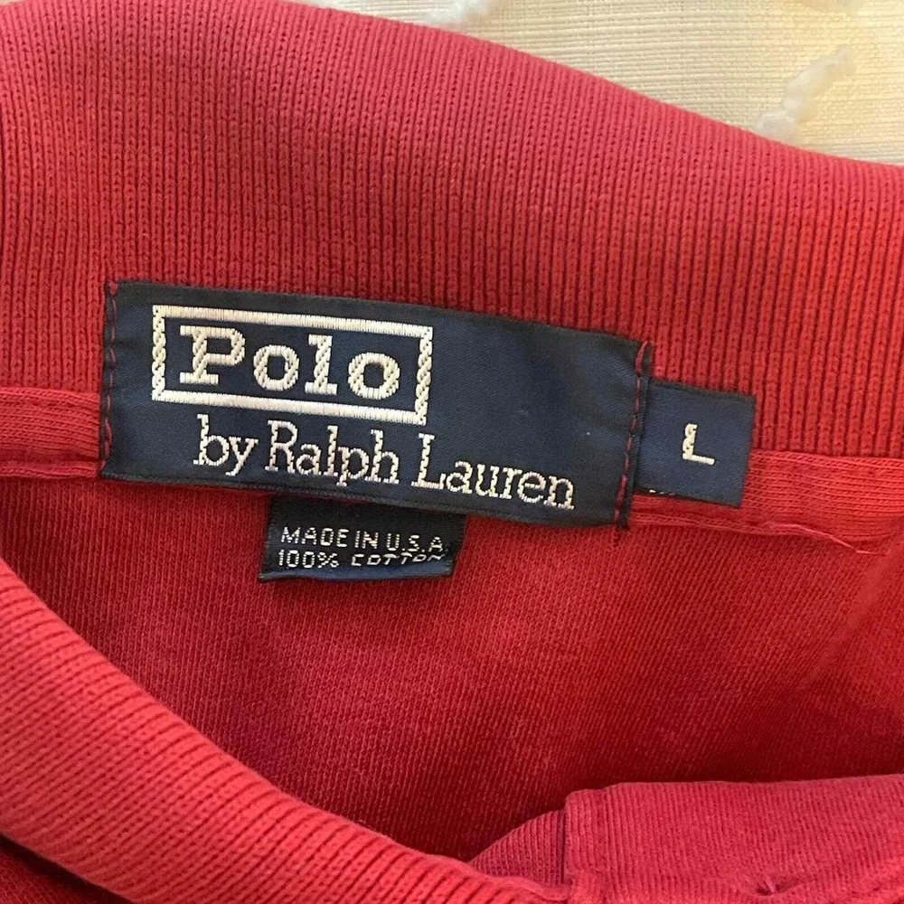 Polo Ralph Lauren Mens Red Short Sleeve Pique Polo Shirt Made in‎ USA Size L